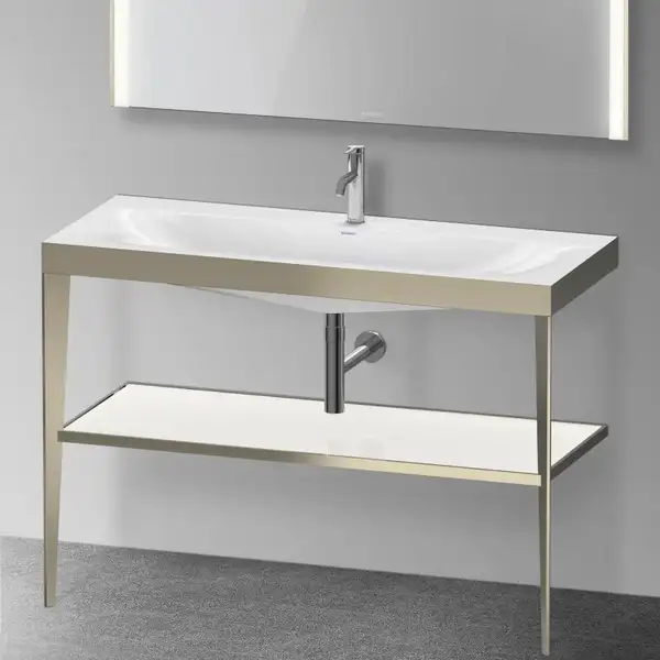 Металлическая консоль с раковиной c-bonded Duravit XViu 120 х 48 х h85 см, матовое шампанское/белый глянцевый (XV4717OB185) фото 2 Aquada.com.ua