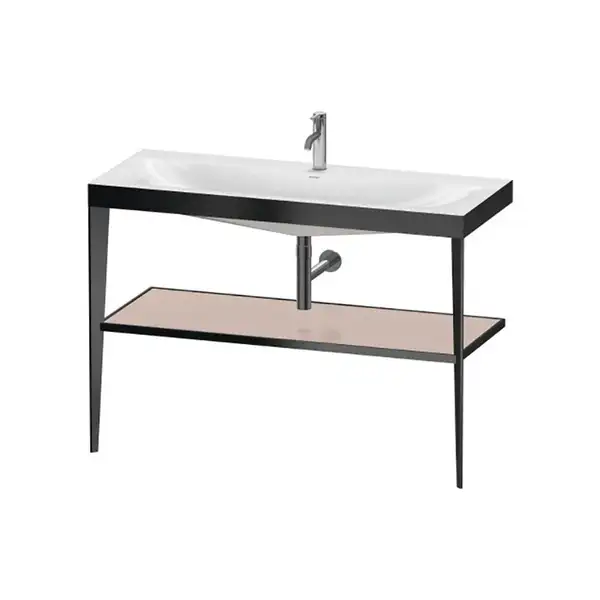 Металлическая консоль с раковиной c-bonded Duravit XViu 120 х 48 х h85 см, чёрный матовый/абрикосовый жемчуг (XV4717OB210) фото 1 Aquada.com.ua