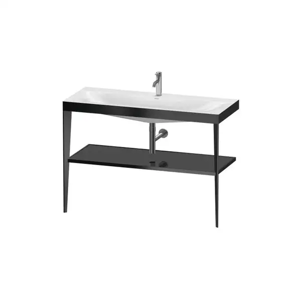 Металлическая консоль с раковиной c-bonded Duravit XViu 120 х 48 х h85 см, чёрный матовый/чёрный глянцевый (XV4717OB240) фото 1 Aquada.com.ua