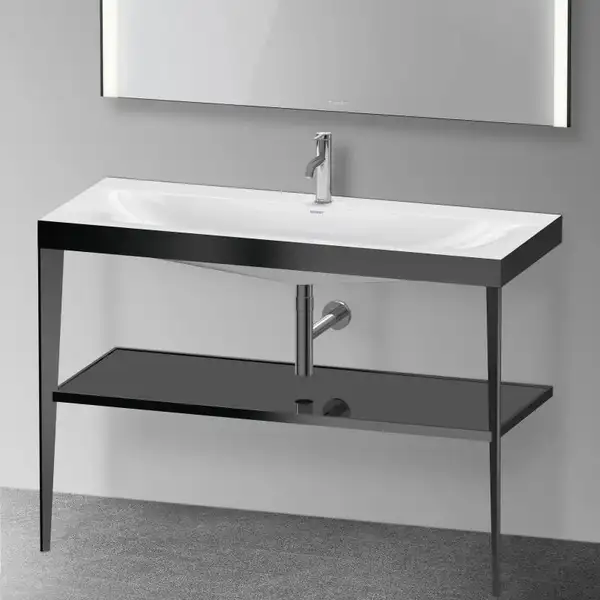 Металлическая консоль с раковиной c-bonded Duravit XViu 120 х 48 х h85 см, чёрный матовый/чёрный глянцевый (XV4717OB240) фото 2 Aquada.com.ua