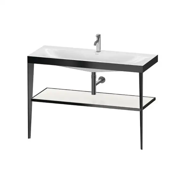 Металлическая консоль с раковиной c-bonded Duravit XViu 120 х 48 х h85 см, чёрный матовый/белый глянцевый (XV4717OB285) фото 1 Aquada.com.ua