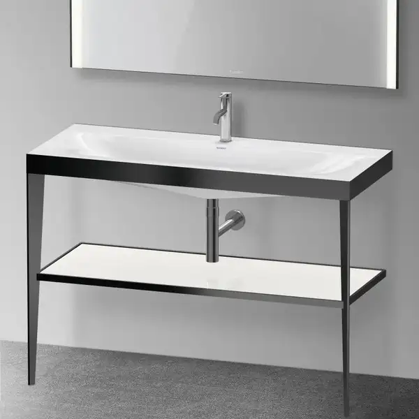 Металлическая консоль с раковиной c-bonded Duravit XViu 120 х 48 х h85 см, чёрный матовый/белый глянцевый (XV4717OB285) фото 2 Aquada.com.ua