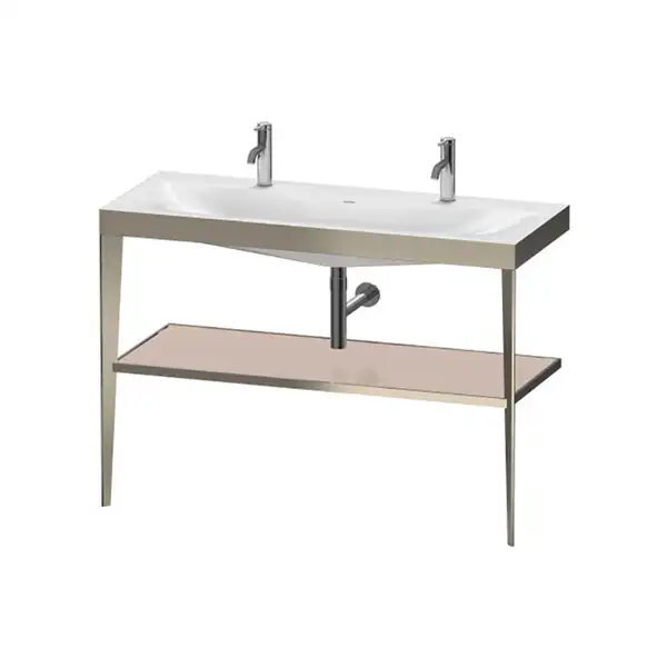 Металлическая консоль с раковиной c-bonded Duravit XViu 120 х 48 х h85 см, матовое шампанское/абрикосовый жемчуг (XV4718OB110) фото 1 Aquada.com.ua