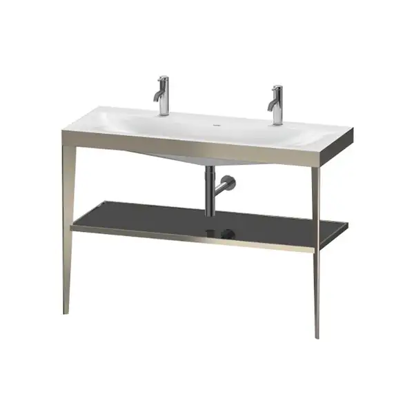 Металлическая консоль с раковиной c-bonded Duravit XViu 120 х 48 х h85 см, матовое шампанское/чёрный глянцевый (XV4718OB140) фото 1 Aquada.com.ua