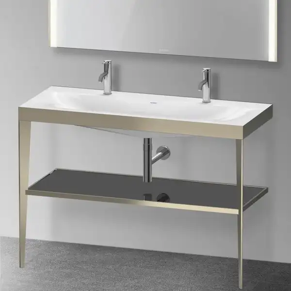 Металлическая консоль с раковиной c-bonded Duravit XViu 120 х 48 х h85 см, матовое шампанское/чёрный глянцевый (XV4718OB140) фото 2 Aquada.com.ua