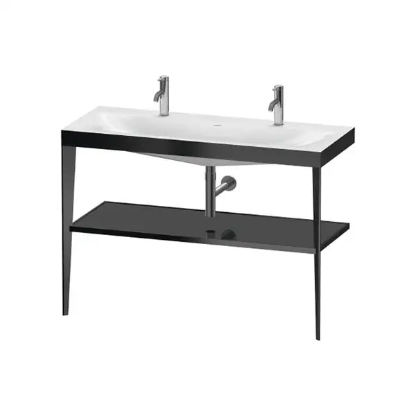 Металлическая консоль с раковиной c-bonded Duravit XViu 120 х 48 х h85 см, чёрный матовый/чёрный глянцевый (XV4718OB240) фото 1 Aquada.com.ua