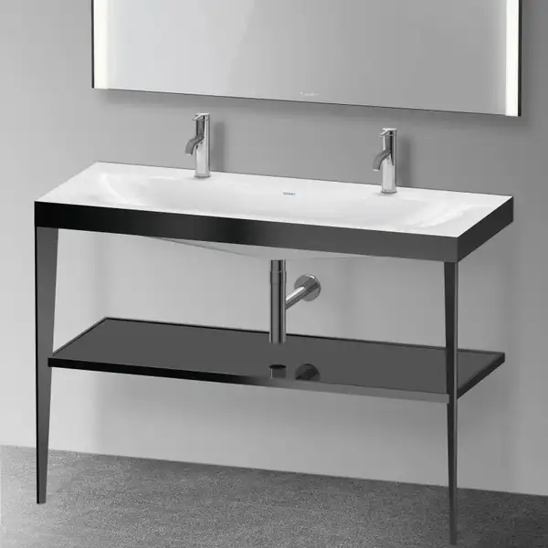 Металлическая консоль с раковиной c-bonded Duravit XViu 120 х 48 х h85 см, чёрный матовый/чёрный глянцевый (XV4718OB240) фото 2 Aquada.com.ua