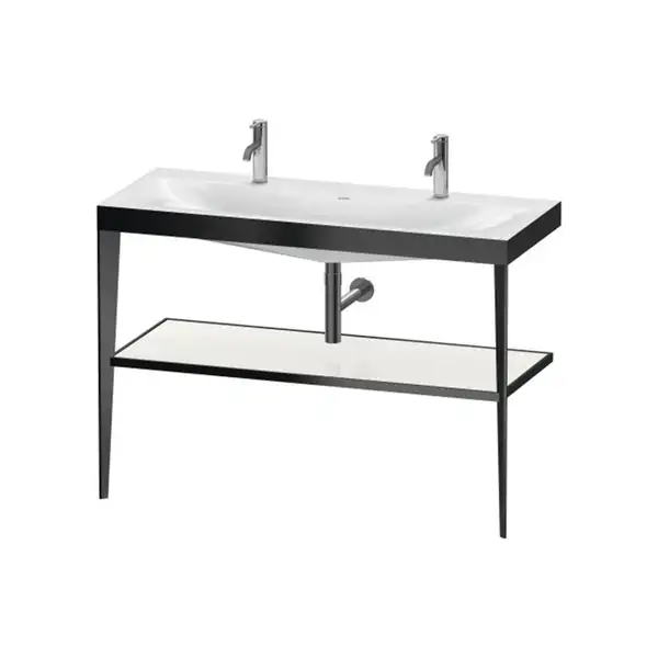Металлическая консоль с раковиной c-bonded Duravit XViu 120 х 48 х h85 см, чёрный матовый/белый глянцевый (XV4718OB285) фото 1 Aquada.com.ua