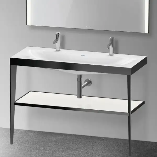 Металлическая консоль с раковиной c-bonded Duravit XViu 120 х 48 х h85 см, чёрный матовый/белый глянцевый (XV4718OB285) фото 2 Aquada.com.ua