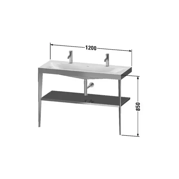Металлическая консоль с раковиной c-bonded Duravit XViu 120 х 48 х h85 см, чёрный матовый/белый глянцевый (XV4718OB285) фото 3 Aquada.com.ua