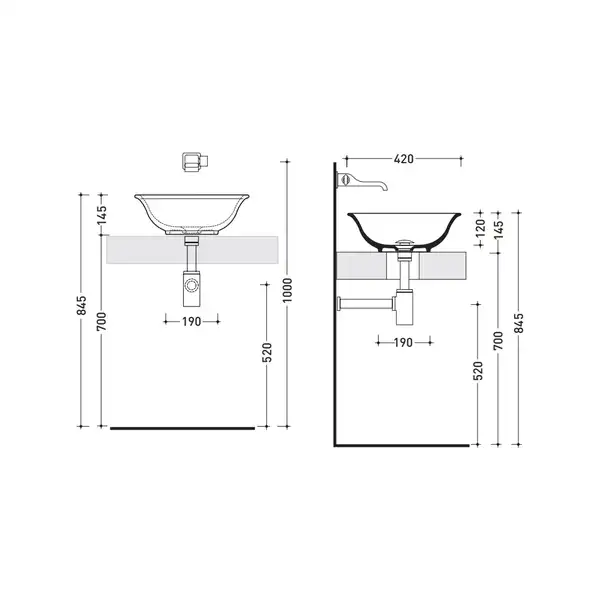 Раковина накладная на столешницу Flaminia Boll Deco Ø 42 х h14,5 см (BL42L DECO) фото 3 Aquada.com.ua