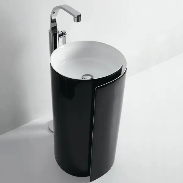Раковина напольная Flaminia Monoroll Bianco/Nero Ø44 х h85 см (MR44C/BIANCO/NERO) фото 1 Aquada.com.ua