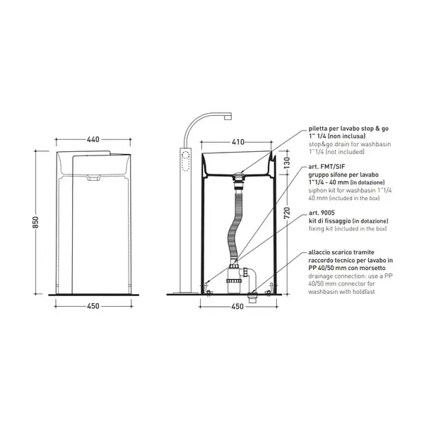 Раковина напольная Flaminia Monoroll Bianco/Nero Ø44 х h85 см (MR44C/BIANCO/NERO) фото 3 Aquada.com.ua