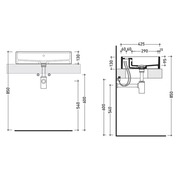 Раковина накладная на столешницу Flaminia Miniwash 60 x 42 x h13 см (MW60PR) фото 3 Aquada.com.ua