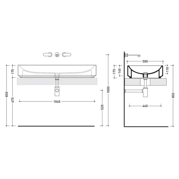 Раковина накладная на столешницу Flaminia Step 110 х 50 х h17,5 см (SE412) фото 3 Aquada.com.ua