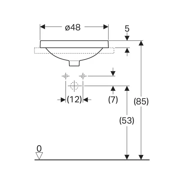 Geberit VariForm Умивальник вбудований, круглий, білий (500.705.01.2)