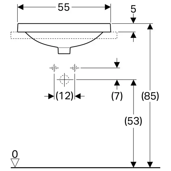 Geberit VariForm Раковина встраив. 55x40, без отверстия, белая (500.737.01.2)