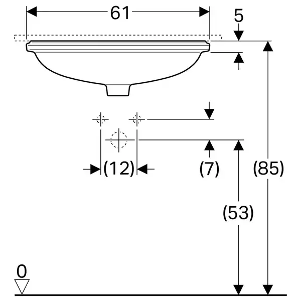 Geberit VariForm Умивальник під стільницю, еліптичний, білий (500.757.01.2)