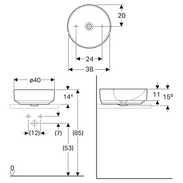 Geberit VariForm Умивальник накладний, Ø40см, білий (500.768.01.2)
