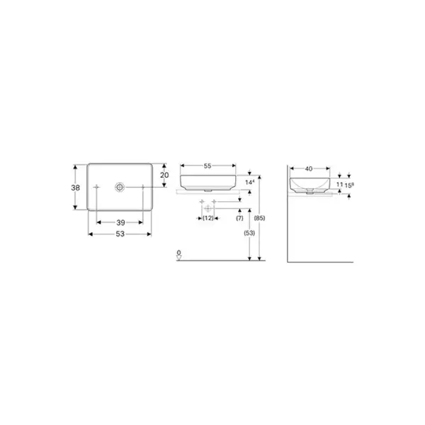 Geberit VariForm Раковина накладна 55x40 см, біла (500.779.01.2)