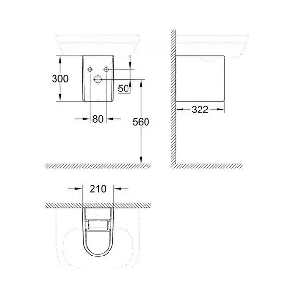 Полупьедестал для умивальника, GROHE EURO CERAMIC (39201000)