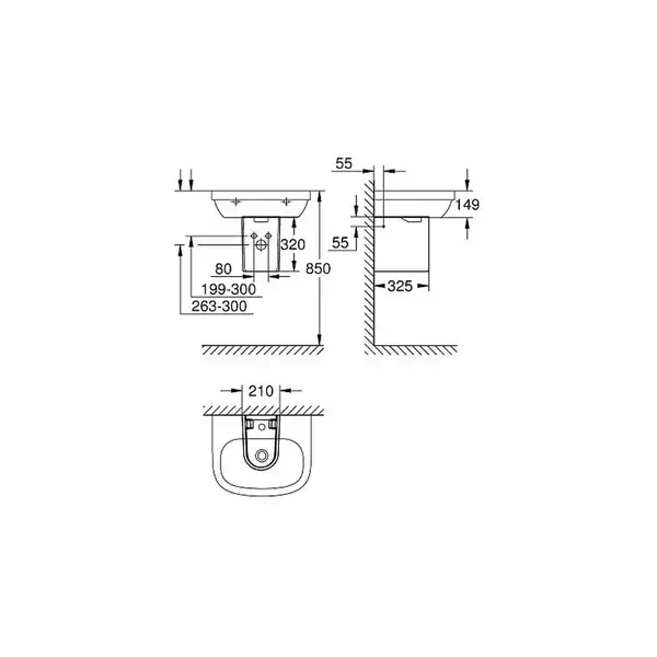 Полупьедестал для умивальника Grohe Euro Ceramic 50 см, білий (39325000)