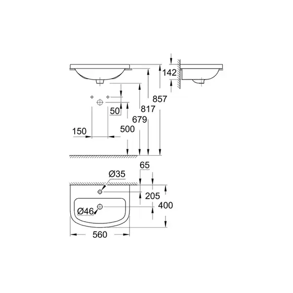 Умивальник накладний Grohe Bau Ceramic 55, білий (39422000)