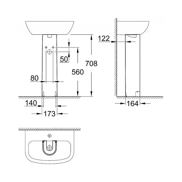 GROHE Пьедестал для раковины BAU CERAMIC (39425000) фото 3 Aquada.com.ua