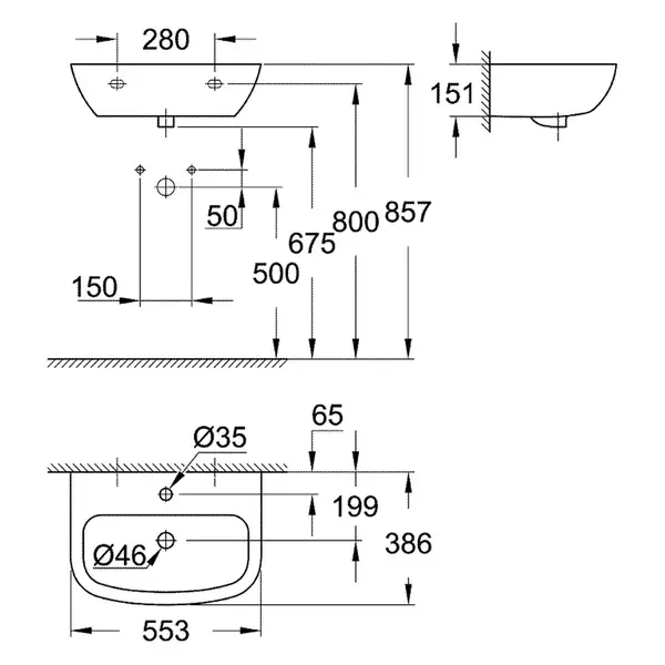 Умивальник підвісний Grohe Bau Ceramic 55 (39440000)