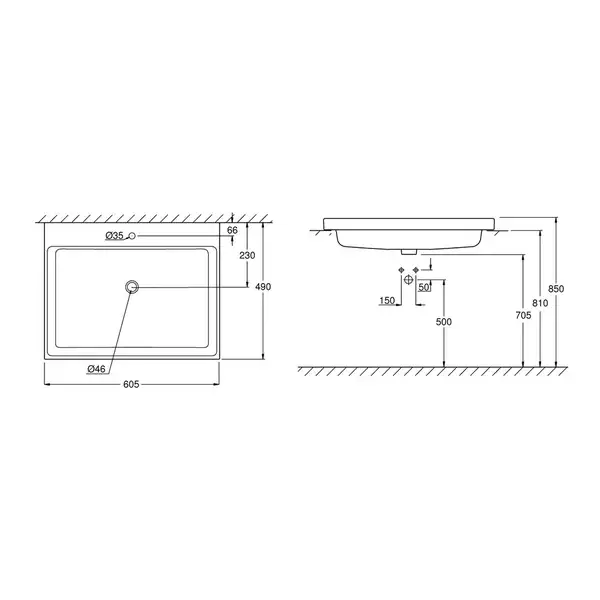 Умивальник накладний Grohe Cube 605х490 мм, білий (3947900H)