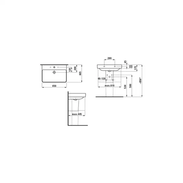 LAUFEN PRO S умывальник 65*46,5см (H8109640001041) фото 2 Aquada.com.ua