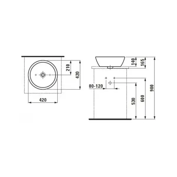 Laufen Pro Раковина накладна Ø 42 см, біла (H8129620001091)