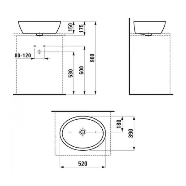 Laufen Pro Раковина накладная на столешницу, белая (H8129640001091)