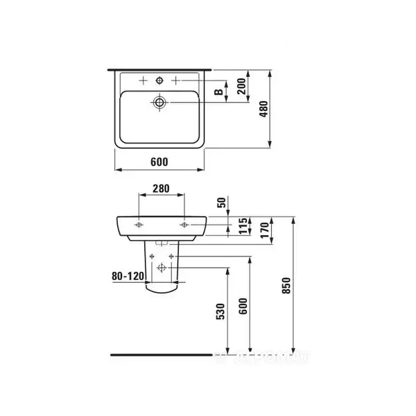Раковина подвесная 60 х 48 см Laufen Pro (H8189520001041)