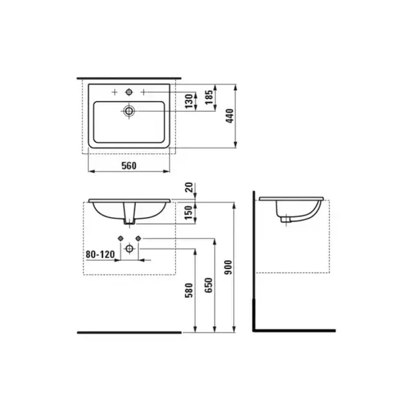 Раковина встраиваемая в столешницу Laufen Pro 56 х 44 см (H8189630001041) фото 2 Aquada.com.ua