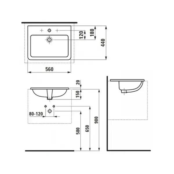 Laufen Pro S Раковина врізна в стільницю, біла (H8189630001041)