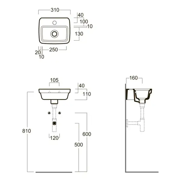 Мини-раковина Simas Evolution 310 х 270 мм (EVO13) фото 4 Aquada.com.ua