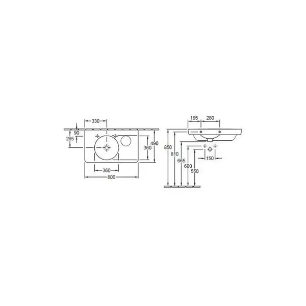 VILLEROY & BOCH JOYCE умывальник 80*49см (41078101) фото 2 Aquada.com.ua
