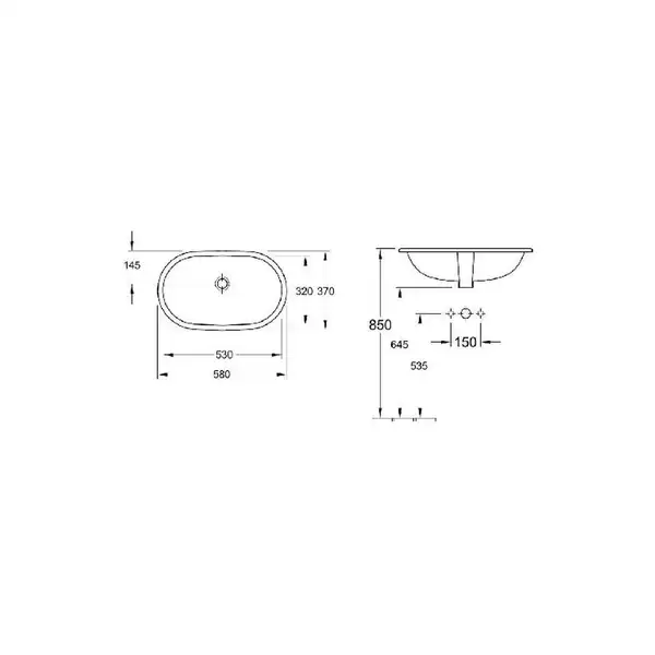 Раковина под столешницу Villeroy & Boch O.novo 53x32 см (41625001) фото 3 Aquada.com.ua