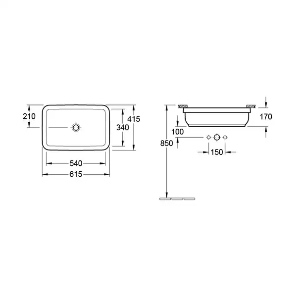 VILLEROY & BOCH Раковина под столешницу Villeroy&Boch Architectura 54х34 см (41776001) фото 2 Aquada.com.ua
