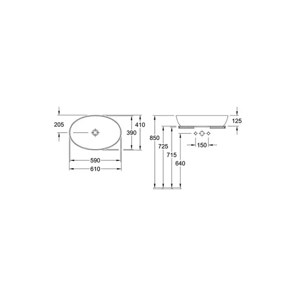 Раковина накладная на столешницу Villeroy & Boch Artis 610 х 410 мм (41986101) фото 2 Aquada.com.ua