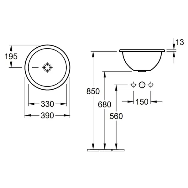 Раковина встраиваемая (в столешницу) сверху Villeroy & Boch Loop & Friends Ø 390 мм (61403901) фото 4 Aquada.com.ua