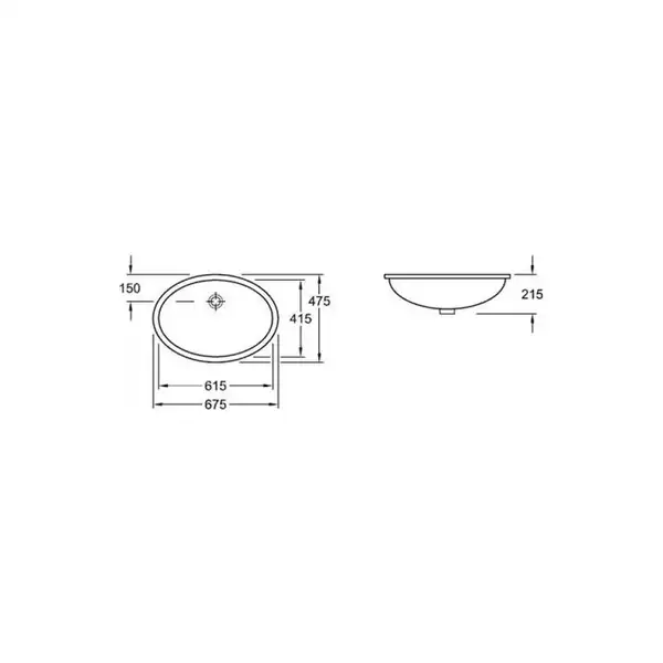 Раковина встраиваемая под столешницу Villeroy & Boch Evana 615 х 415 мм (61440001) фото 4 Aquada.com.ua