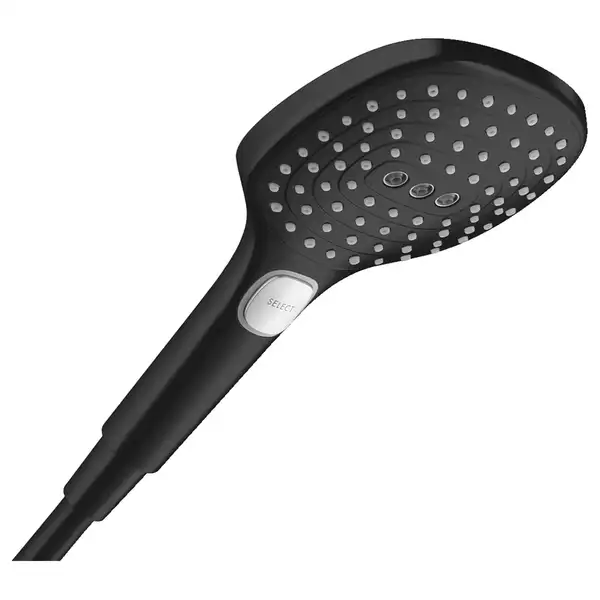 Лейка для душа Hansgrohe Raindance Select E 120 (цвет - чёрный матовый), 3 вида струи (26520670) фото 1 Aquada.com.ua
