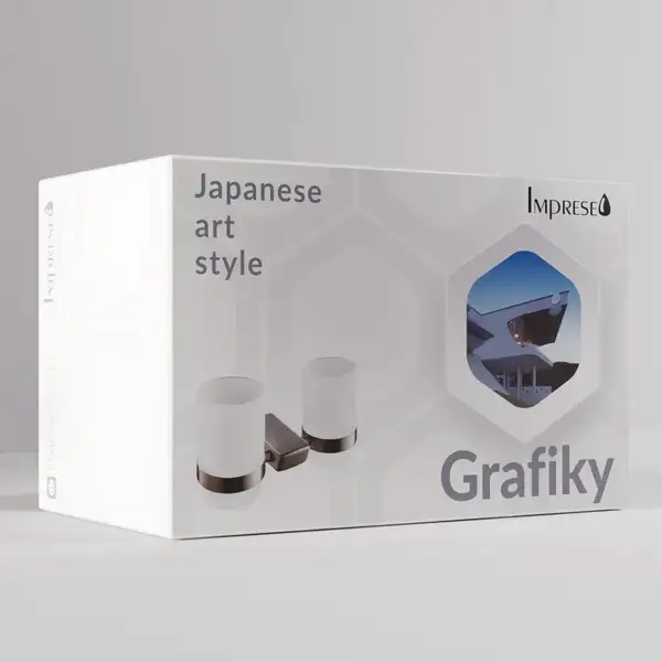 Стакан двойной для зубных щёток, подвесной Imprese Grafiky, black nickel (ZMK041807240) фото 2 Aquada.com.ua