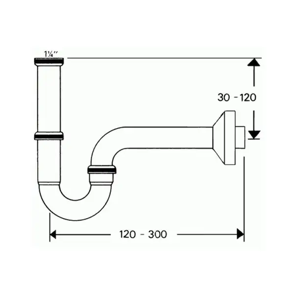Сифон трубчатый для раковины Hansgrohe Flowstar (цвет - хром) (53010000) фото 2 Aquada.com.ua