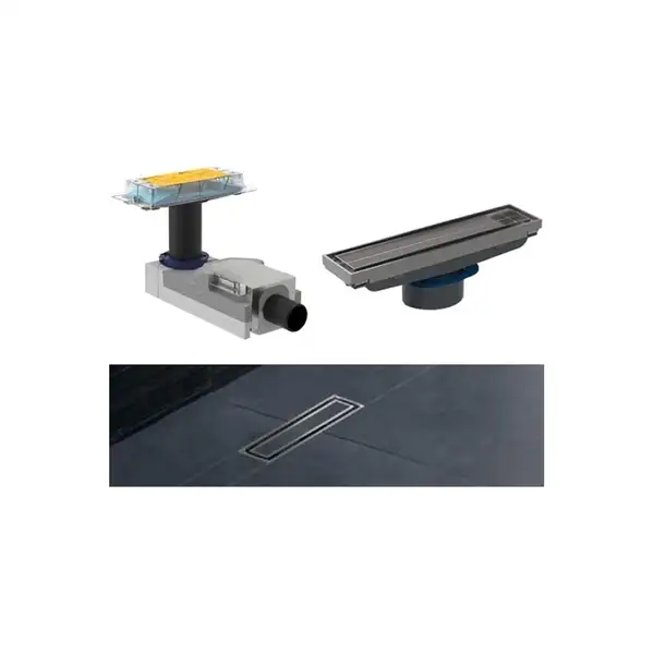 Корпус дренажных каналов Geberit CleanLine 154.150.00.1 (высота от 90мм) + Дренажный канал Geberit CleanLine, для облицовки плиткой (154.150.00.1+154.455.00.1) фото 2 Aquada.com.ua