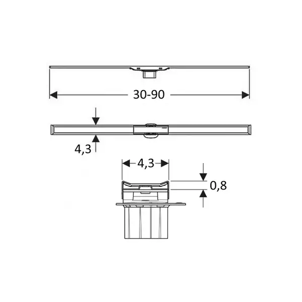 GEBERIT CLEANLINE 20 дренажный канал, L30-90см, тёмный/матовый металл (154.450.00.1) фото 2 Aquada.com.ua