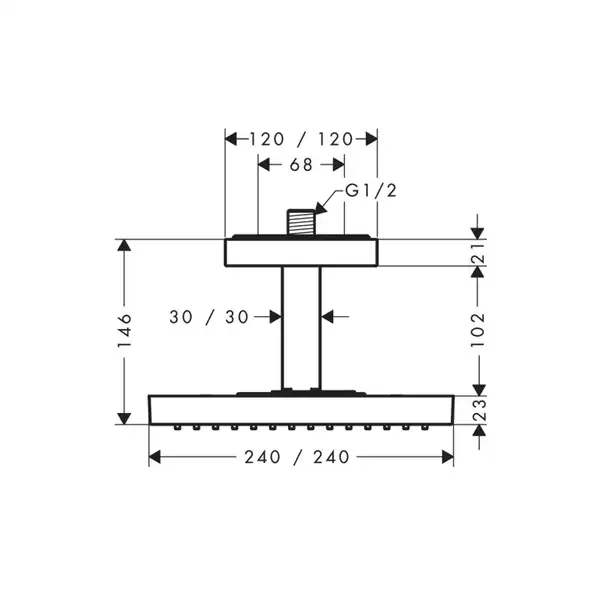 Верхний душ 240/240 1jet Axor ShowerSolutions (цвет - хром) (10929000) фото 2 Aquada.com.ua