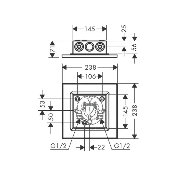 Верхний душ 250 х 250 мм Axor Overhead shower 2jet (цвет - хром) (35313000) фото 5 Aquada.com.ua